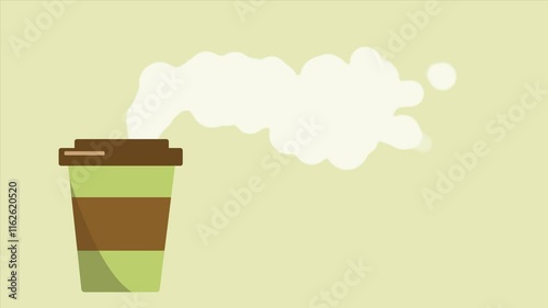 plastic Cup with coffee on a yellow background