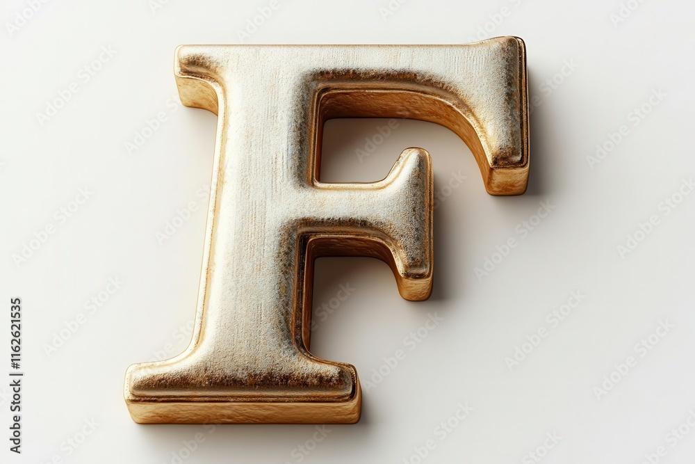 3d representation of the letter f in newly brushed gold isolated against a pristine white background showcasing elegant serif font and refined craftsmanship 3d representation of the letter f in newly brushed gold isolated against a pristine white background showcasing elegant serif font and refined craftsmanship