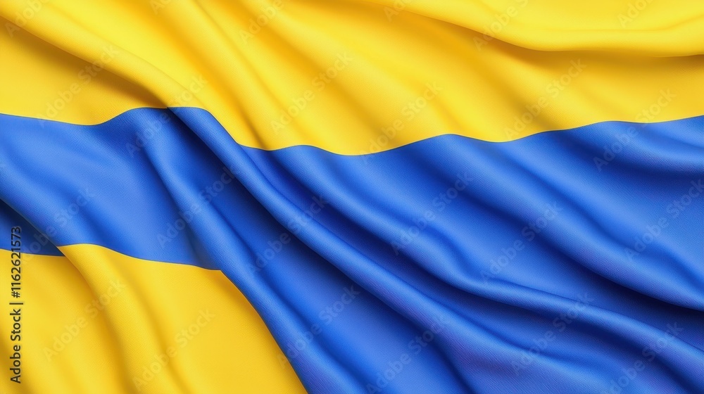 Fototapeta premium Waving Flag Design Featuring Yellow and Blue Stripe Patterns
