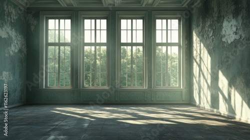 Sunlit Abandonment  A Serene Glimpse into a Forgotten Room