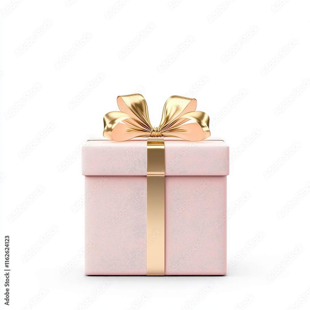 Fototapeta premium A beautifully wrapped pink gift box with a golden ribbon, perfect for any occasion or celebration.