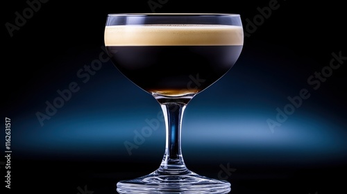 Elegant beverage presentation in a glass with artistic contrast