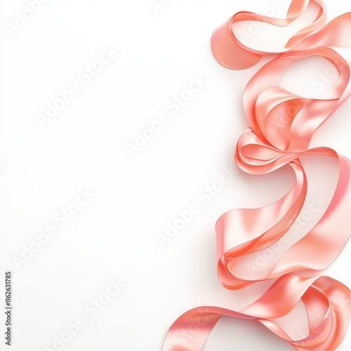 A delicate pink ribbon gracefully flowing on a white background, perfect for adding elegance to any design project.