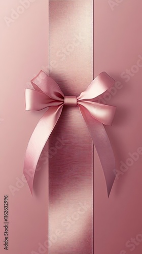 Rose Gold Ribbon Bow On A Pink Background