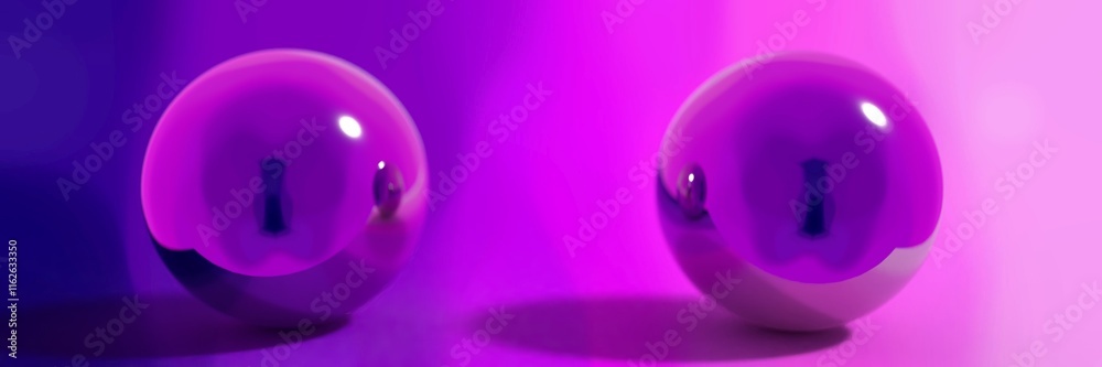 Glossy Purple Spheres on Gradient Background