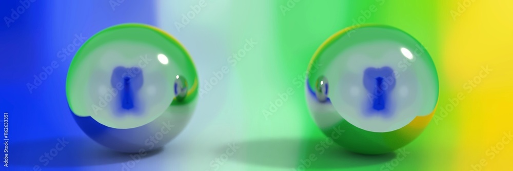 Glossy Spheres with Internal Reflections on Gradient Background
