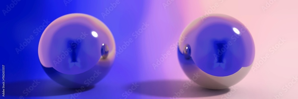 Glossy Spheres with Internal Blue Reflection on Split Gradient