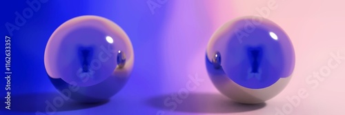 Obraz na płótnie Glossy Spheres with Internal Blue Reflection on Split Gradient w salonie