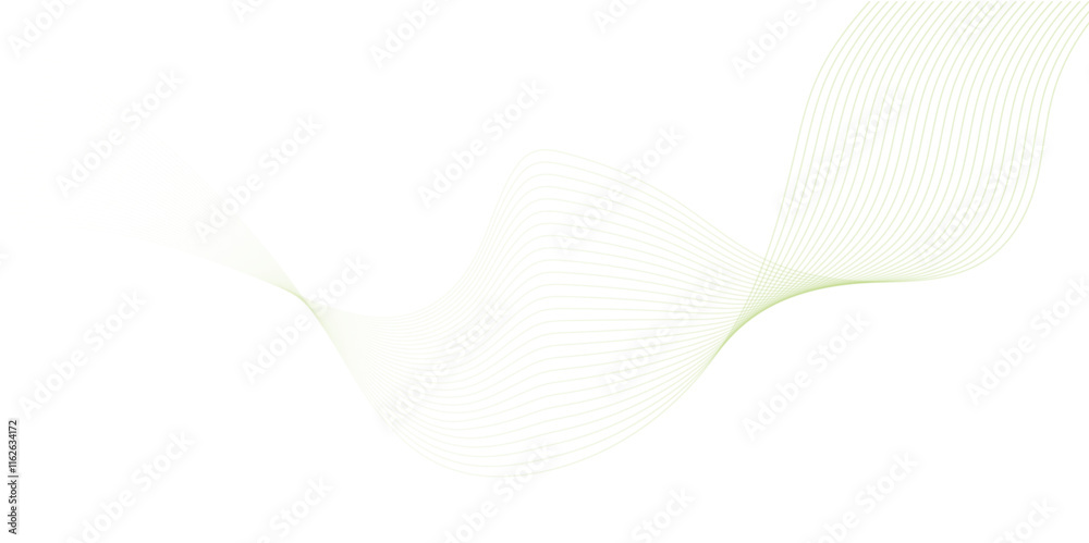 Fototapeta premium abstract vector green colored wave melody lines on white background. Vector illustration.