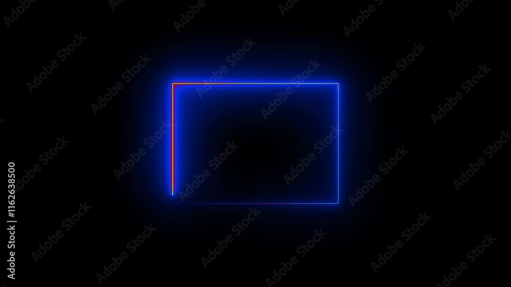 Neon line frame Red Neon Light Animated Glowing Border in the shape rectangle black background concept, shine, shiny, style. Neon line frame Red Neon Light Animated Glowing Border in the shape rectangle black background concept, shine, shiny, style.