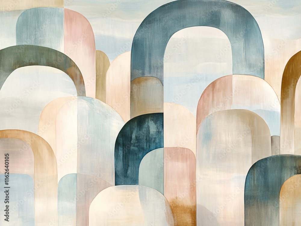Abstract Watercolor Arch Landscape Painting, Modern Art Abstract Watercolor Arch Landscape Painting, Modern Art