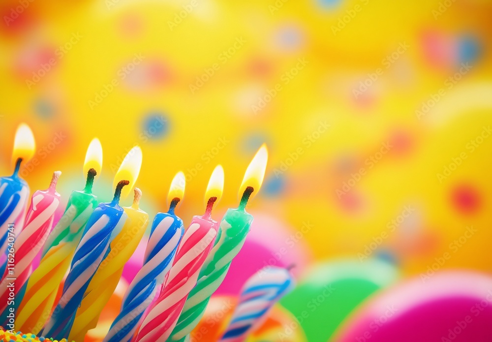 Colorful Birthday Candles on Festive Background Colorful Birthday Candles on Festive Background
