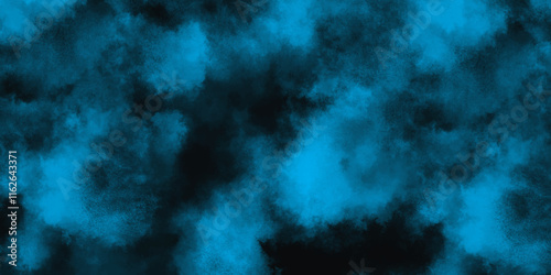 Abstract grunge decorative blue texture background with space. Blue powder explode cloud on black background. Grunge blue texture for decoration and design.	
