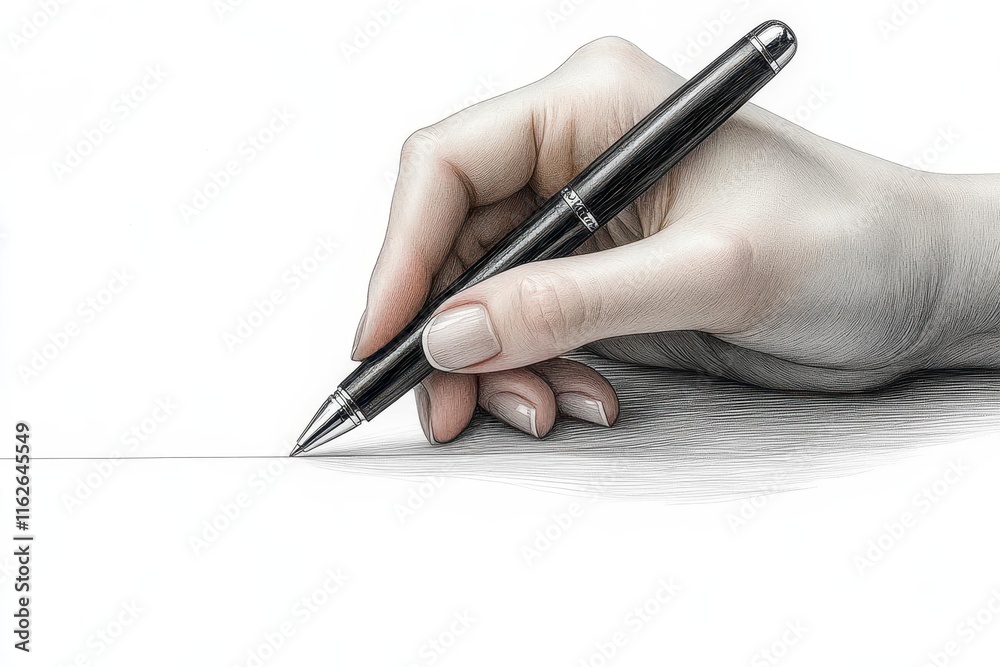a hand delicately holding a ballpoint pen drawing a continuous line in a minimalist line art illustration showcasing creativity and artistic expression in a simple yet profound manner a hand delicately holding a ballpoint pen drawing a continuous line in a minimalist line art illustration showcasing creativity and artistic expression in a simple yet profound manner