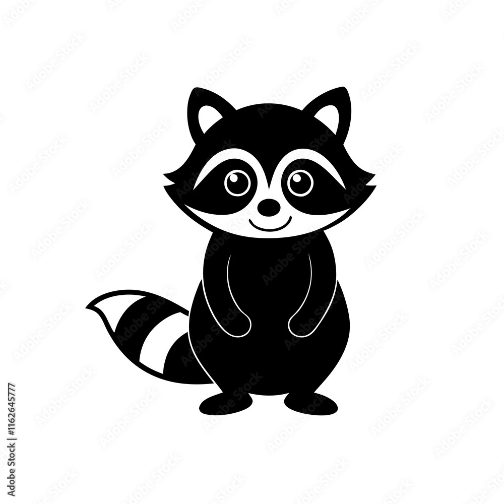 Fototapeta premium Raccoon cartoon vector silhouette