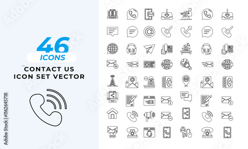  A set of line icons related to Contact Us Icons. answer, business, call center, call us, chat, communication, consultant, contact us, and so on others.