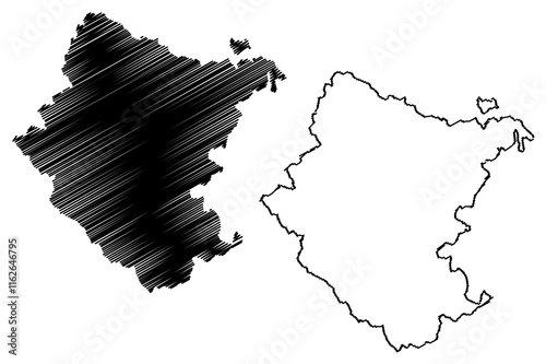 Arezzo province (Italy, Italian Republic, Tuscany or Toscana region) map vector illustration, scribble sketch Province of Arezzo map