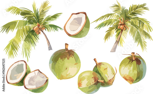 coconut watercolor clipart