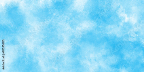 The sky blue texture clouds paper texture, shiny beautiful light blue cloudy sky, light ocean blue watercolor abstract texture, painted grunge and grainy light blue clouds watercolor background.