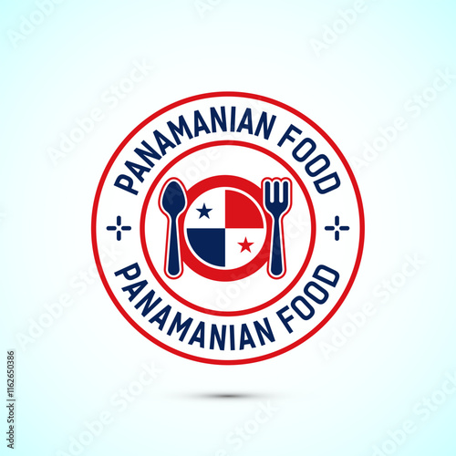 Panamanian food icon badge with flag, suitable for restaurant business