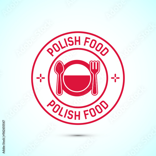 Polish food icon badge with flag, suitable for restaurant business