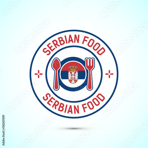 Serbian food icon badge with flag, suitable for restaurant business