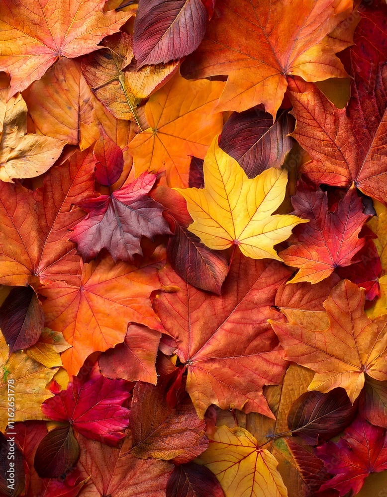 Autumn leaves in vibrant hues of red, orange, and yellow. Autumn leaves in vibrant hues of red, orange, and yellow.