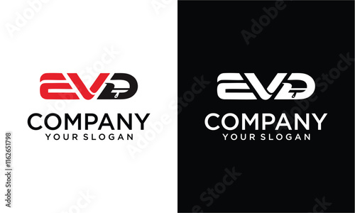 Creative Letter EVD Monogram Logo Design with Paintbrush