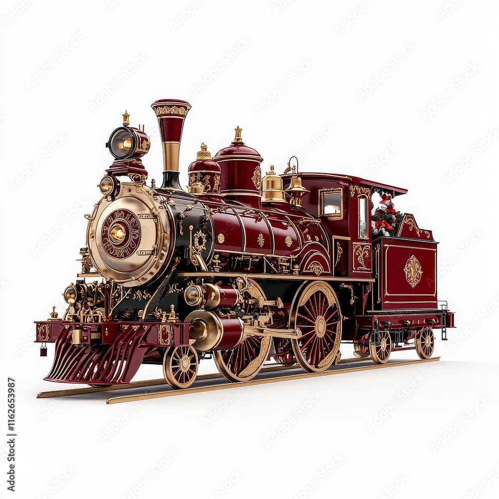 Obraz premium A vintage steam locomotive with intricate details and a polished finish, showcasing the beauty of classic train design.