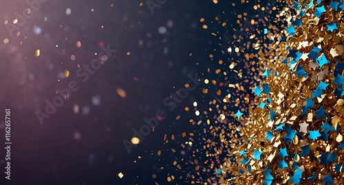 Colorful glitter and confetti on a bright gradient background. Eve event posters, party invitations, pop art