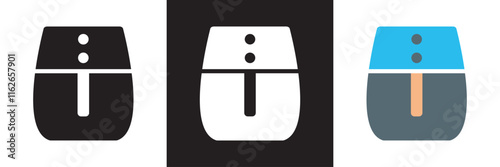 Air fryer icon. cooking fry appliance icon simple . Cooking air fryer appliance icon for logo, website, social media, mobile app etc Vector illustration. isolated on white and black background. EPS 10