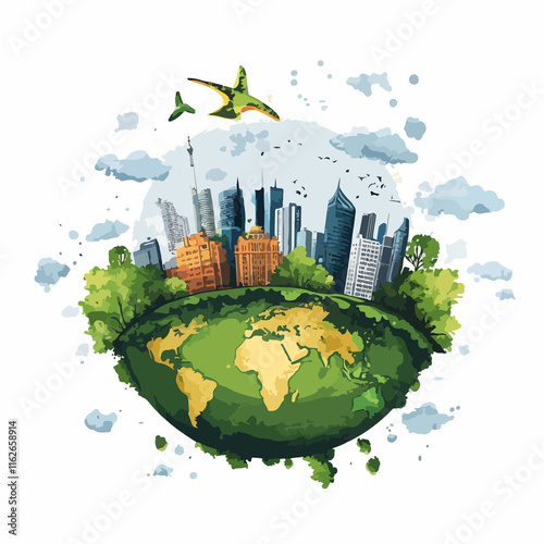 Vector illustration of save the world design for environmental purposes photo