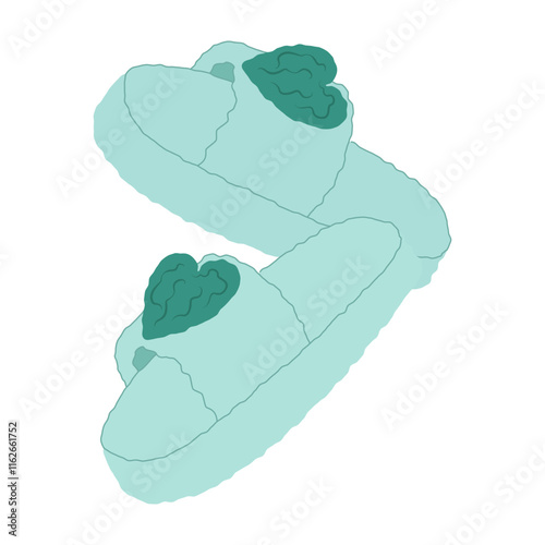 Cartoon house colorful slippers. Indoor shoes, cozy flip flops, warm home footwear, cute animal muzzles decor, funny soft boots, flat illustration vector