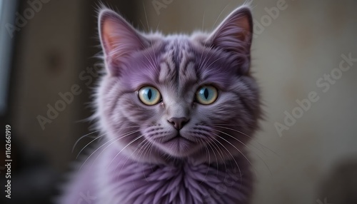 Close-up of a captivating lavender-colored cat