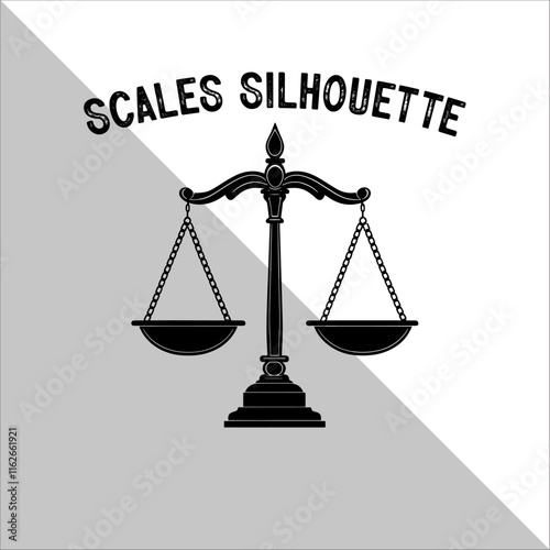 Weight Balance Scale Silhouette. Scale Silhouette, Justice,Balance Illustration.  