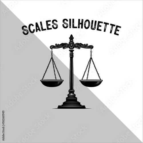 Weight Balance Scale Silhouette. Scale Silhouette, Justice,Balance Illustration.  