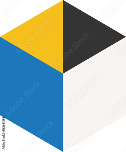 Bauhaus volumetric cube figure vector illustration