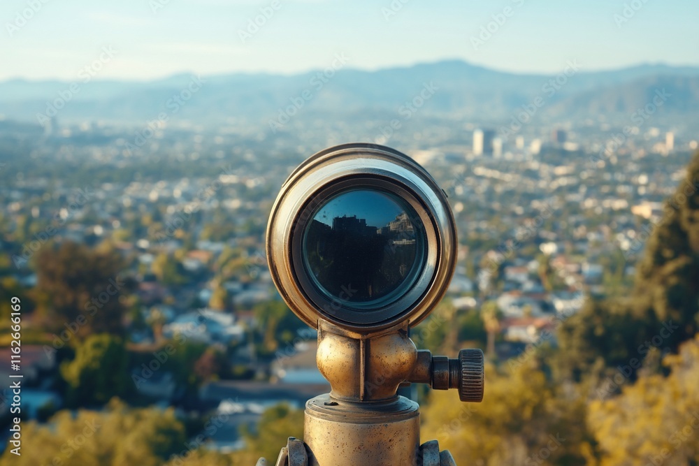 Naklejka premium Viewfinder with urban valley background.