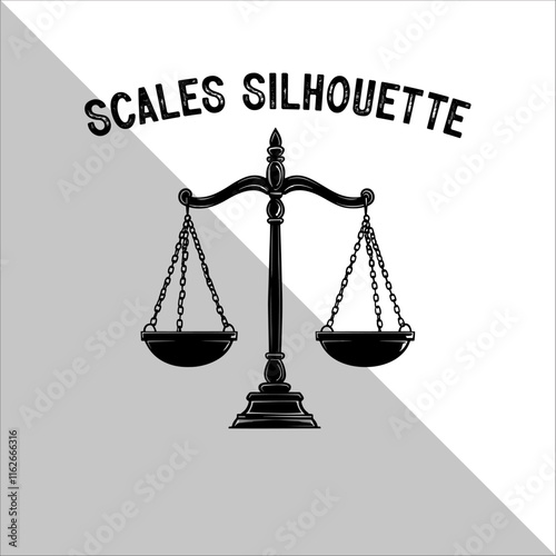 Weight Balance Scale Silhouette. Scale Silhouette, Justice,Balance Illustration.  