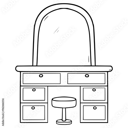 vanity table illustration hand drawn outline vector