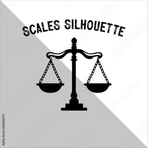 Weight Balance Scale Silhouette. Scale Silhouette, Justice,Balance Illustration.  