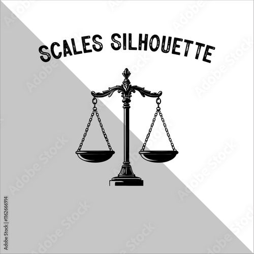 Weight Balance Scale Silhouette. Scale Silhouette, Justice,Balance Illustration.  