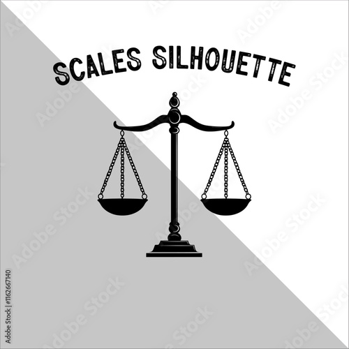 Weight Balance Scale Silhouette. Scale Silhouette, Justice,Balance Illustration.  