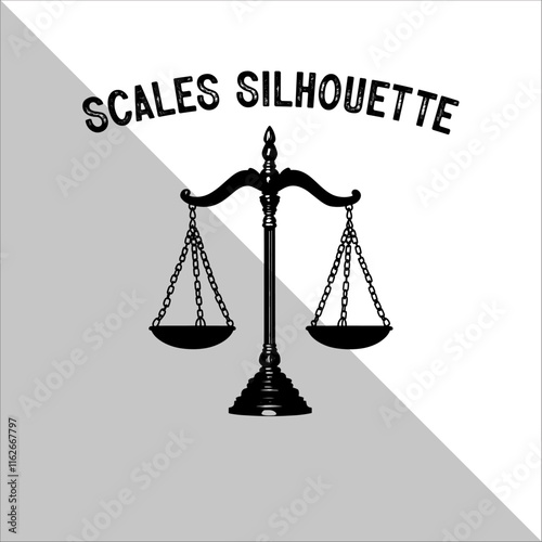 Weight Balance Scale Silhouette. Scale Silhouette, Justice,Balance Illustration.  