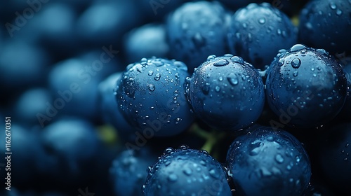 Wallpaper Mural Dew Drops Adorn Dark Blue Grapes Cluster Torontodigital.ca