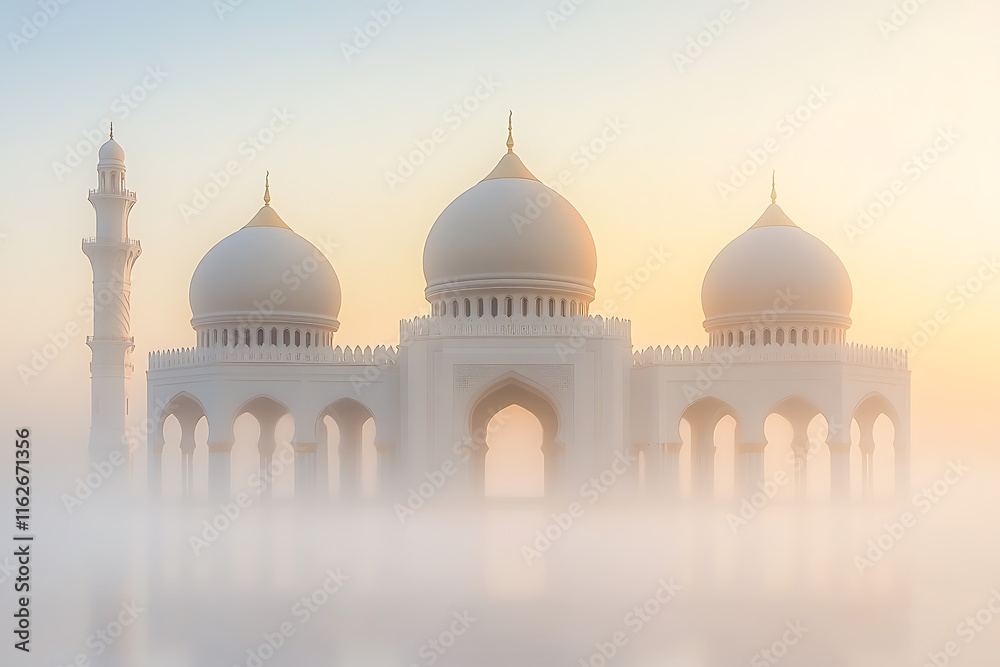 Obraz premium Majestic Mosque in the Morning Mist