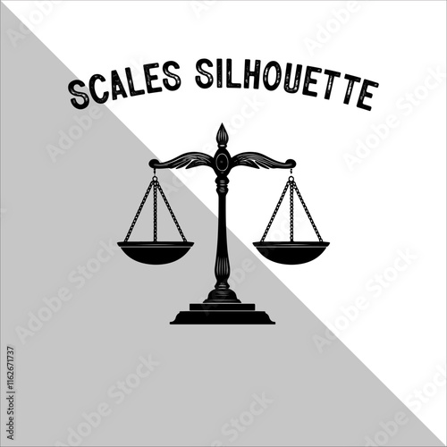 Weight Balance Scale Silhouette. Scale Silhouette, Justice,Balance Illustration.  