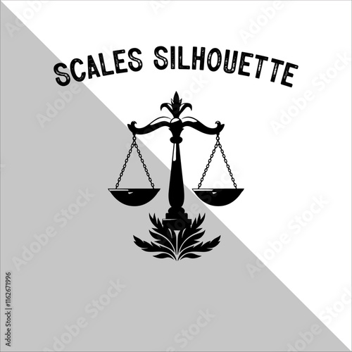 Weight Balance Scale Silhouette. Scale Silhouette, Justice,Balance Illustration.  