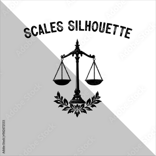 Weight Balance Scale Silhouette. Scale Silhouette, Justice,Balance Illustration.  