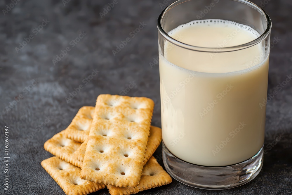 Refreshing electrolyte drink with crackers on a table indoor setting food photography minimalist concept Refreshing electrolyte drink with crackers on a table indoor setting food photography minimalist concept